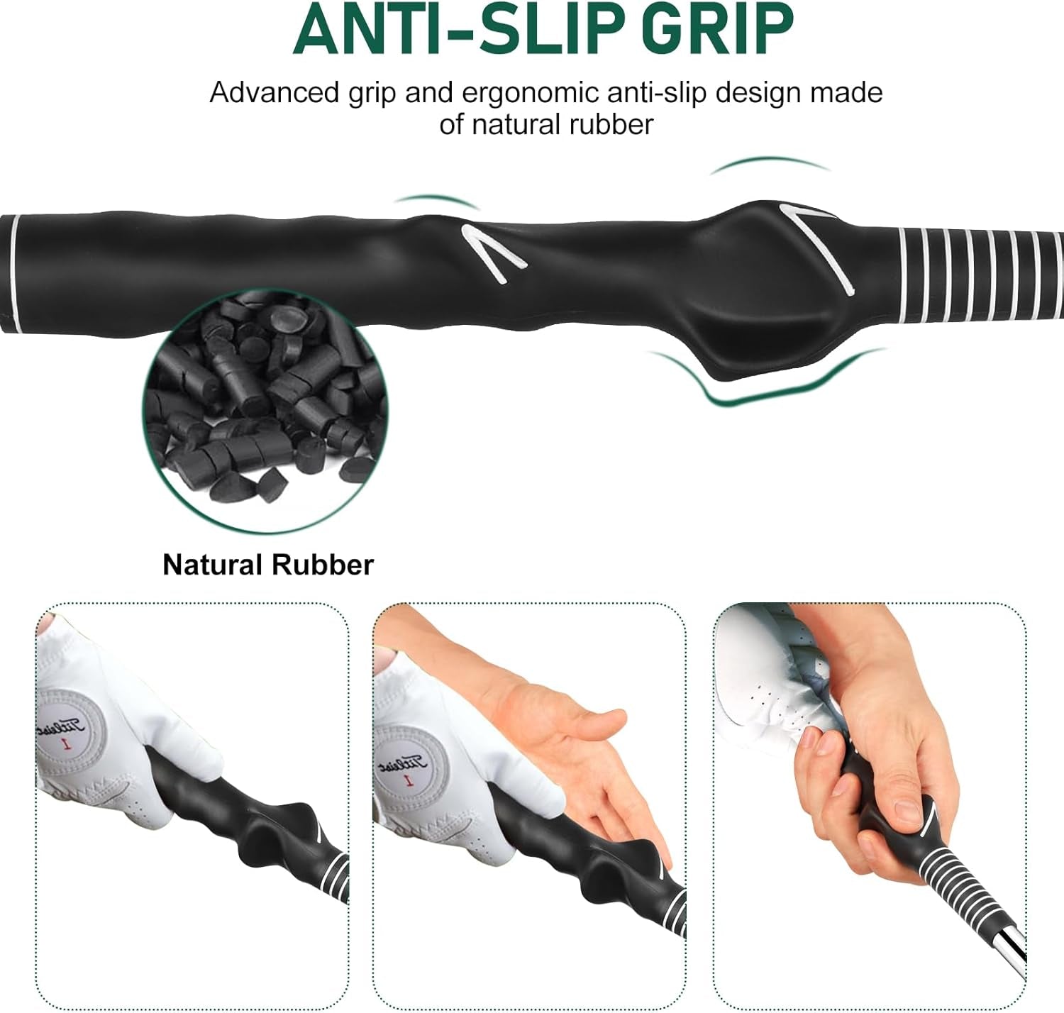 Retractable Golf Swing Trainer with Golf Grip Trainer-Telescopic Club Retractable Golf Swing Training Aid with Arm Band/Tempo Stick Golf/Warm Up/Indoor Golf Practice | Golf Grip Trainer