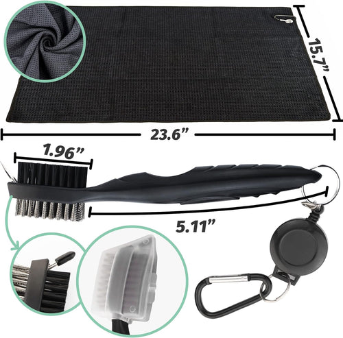 Golf Essentials Kit, 29 in 1 Golf Club Cleaning Kit - Golf Towel, Golf Club Brush, Gift Golf Balls, Golf Line Stencils and Pens, Golf Tee and Markers, Golf Divot Repair Tool - Golf Accessories for Men